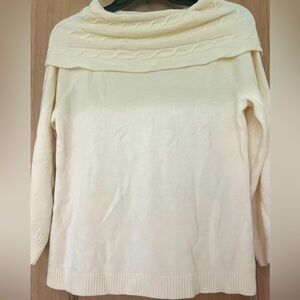 Jones Wear Petite Signature Sweater Womens Large Cream Cowl Neck